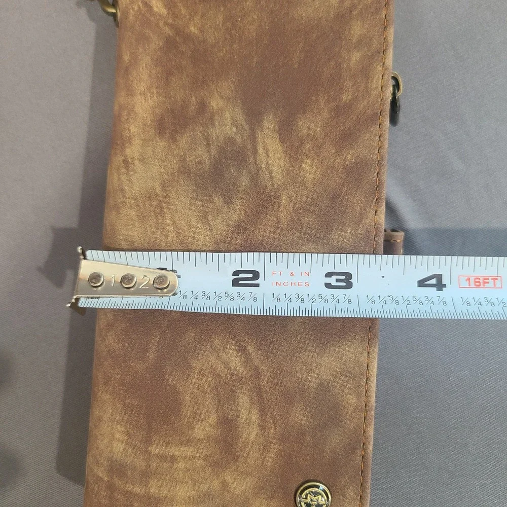 New Samsung Galaxy A35 Wallet Case Detachable Magnetic Coffee Brown Wristlet
